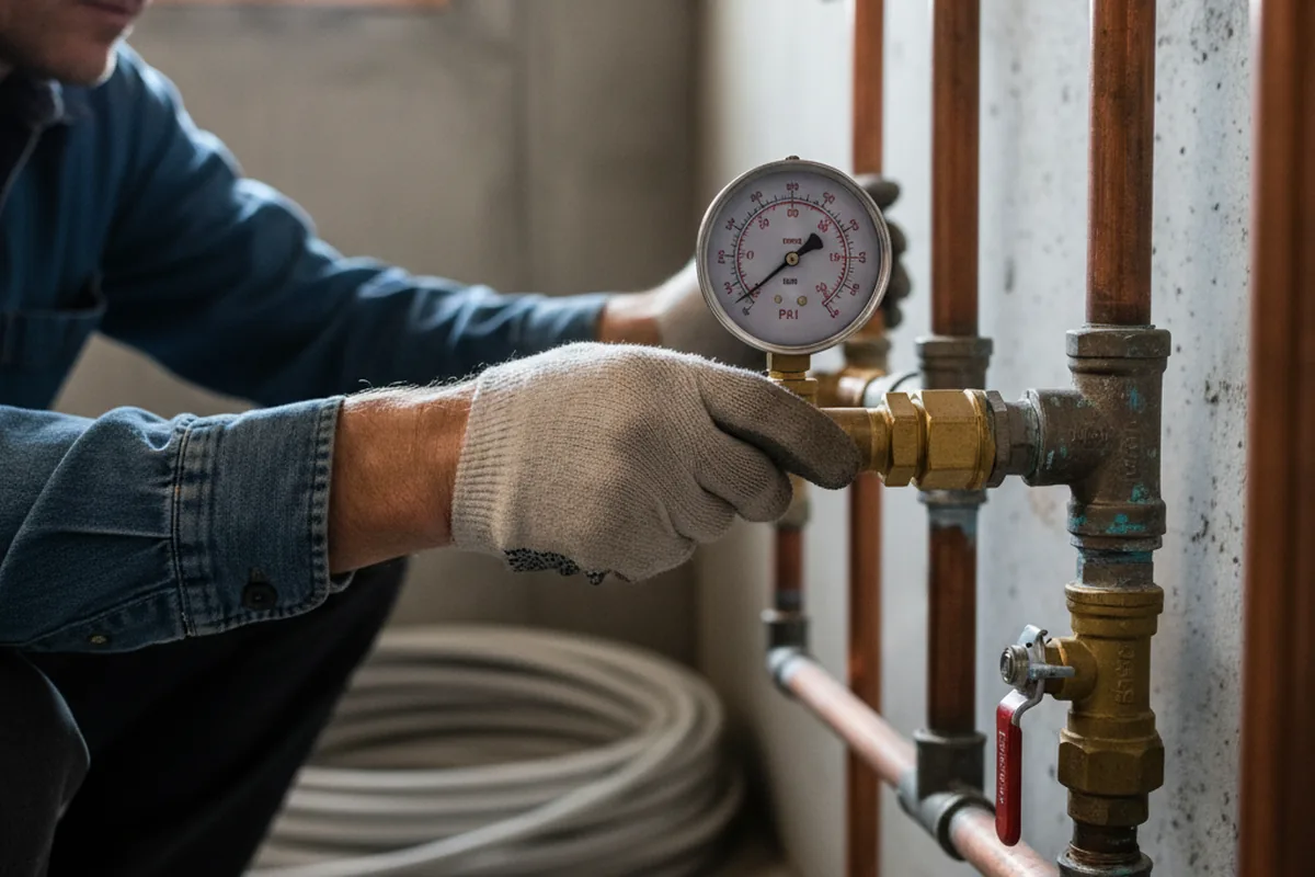 Pressure testing a repaired line during Water Line Repair in South Lyme